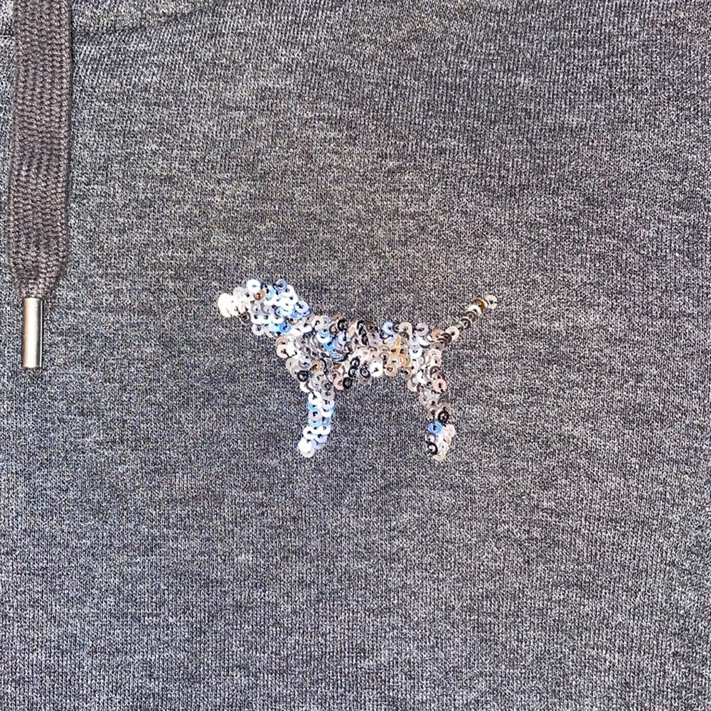 Victoria’s Secret PINK Gray Sequin Bling Hoodie. - Picture 8 of 10